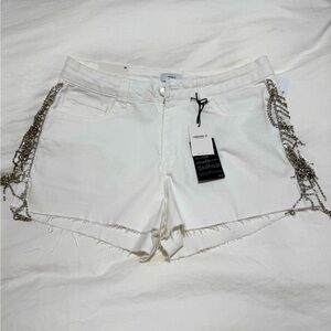 White Rhine stone tassel shorts